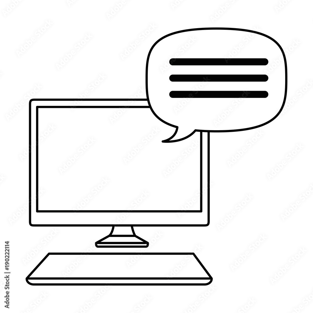desktop computer with speech bubble vector illustration design desktop computer with speech bubble vector illustration design