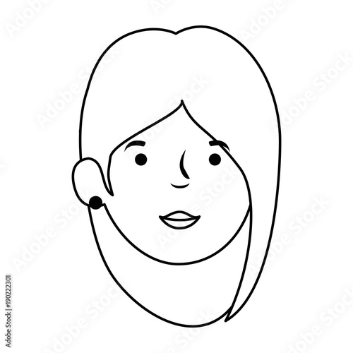 beautiful and young woman head character vector illustration design