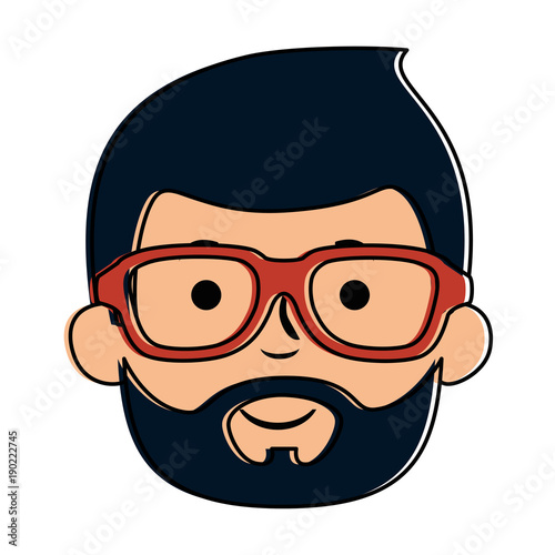 young man head avatar character vector illustration design