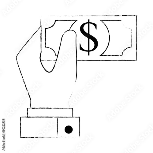 hand with bills dollars isolated icon vector illustration design