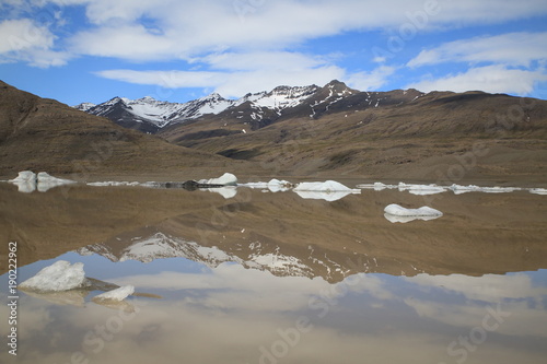 Heinabergsjokull glacier and lagoon in Iceland photo