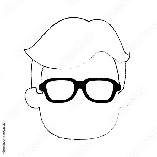 young man head avatar character vector illustration design