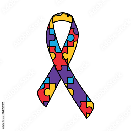 autism awareness ribbon made with jigsaw puzzle vector illustration