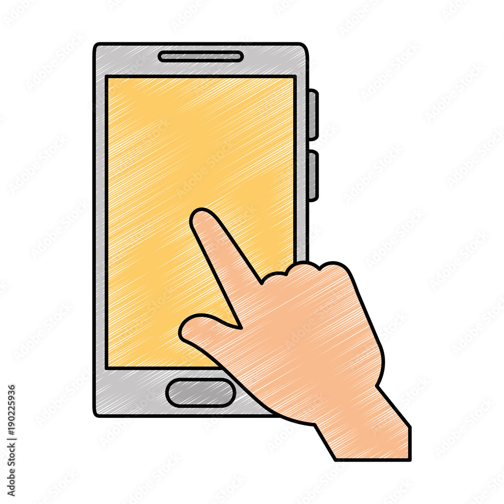 hand human with smartphone device vector illustration design hand human with smartphone device vector illustration design