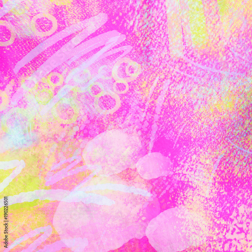 Abstract Neon geometrical 80s and 90s hand draw glamour pattern with neons colors. Neon Watercolor brush paint glam pattern for girls. Modern retro neon pattern with watercolor lines, dots. Glamour