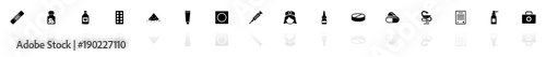 Pharmacy icons - Black horizontal Illustration symbol on White Background with a mirror Shadow reflection. Flat Vector Icon.