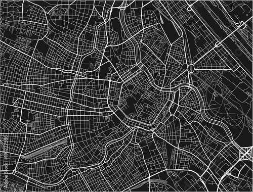 Photography Black and white vector city map of Vienna with well organized separated layers