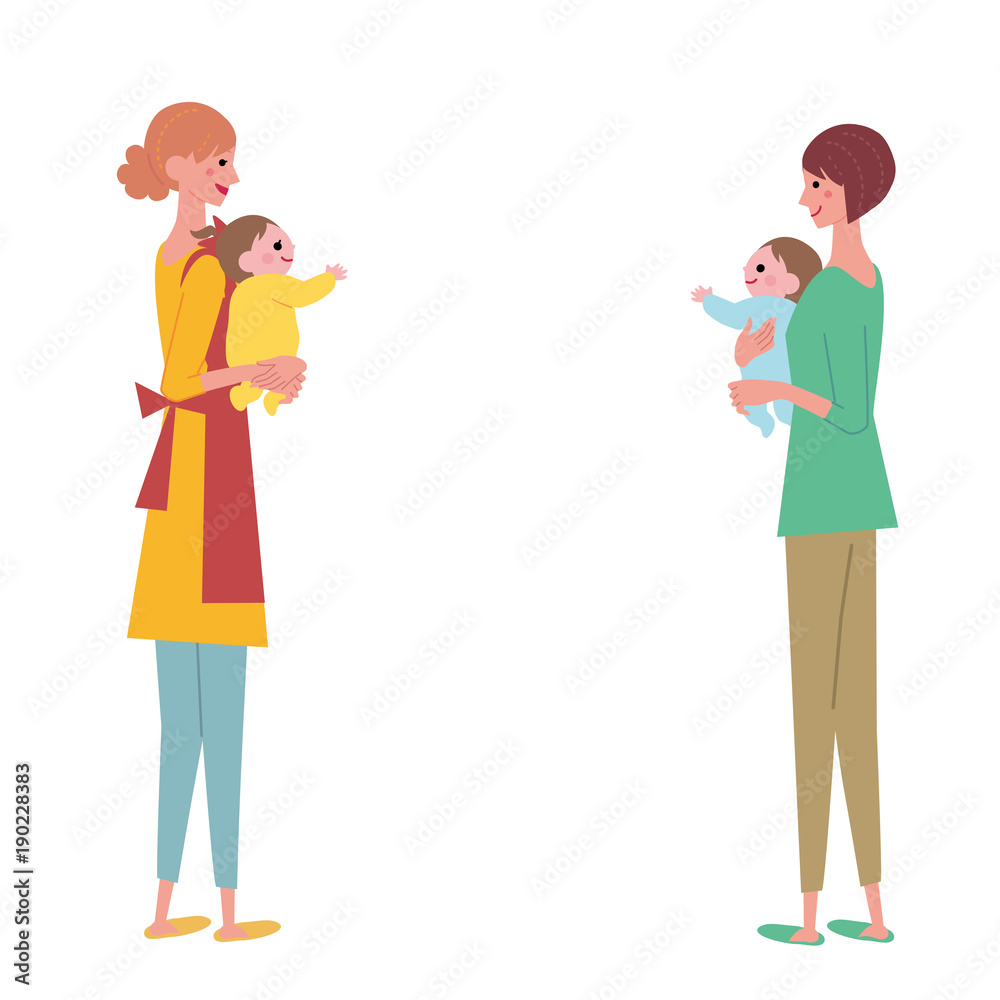 ママ友 イラスト 二人 Stock Vector Adobe Stock
