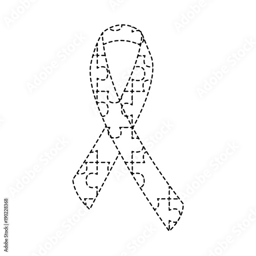 autism awareness ribbon made with jigsaw puzzle vector illustration sticker design 