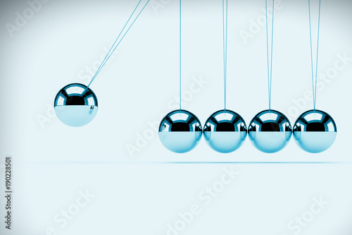 Classic Shiny Newton Cradle. 3d Rendering