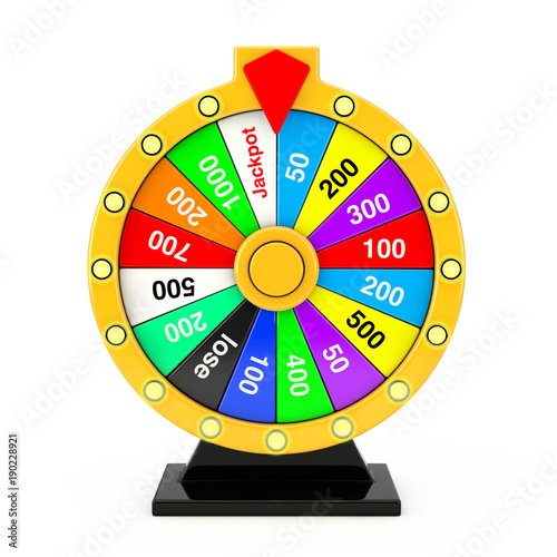 Luck and Fortune Concept. Spinning Colorful Fortune Wheel. 3d Rendering