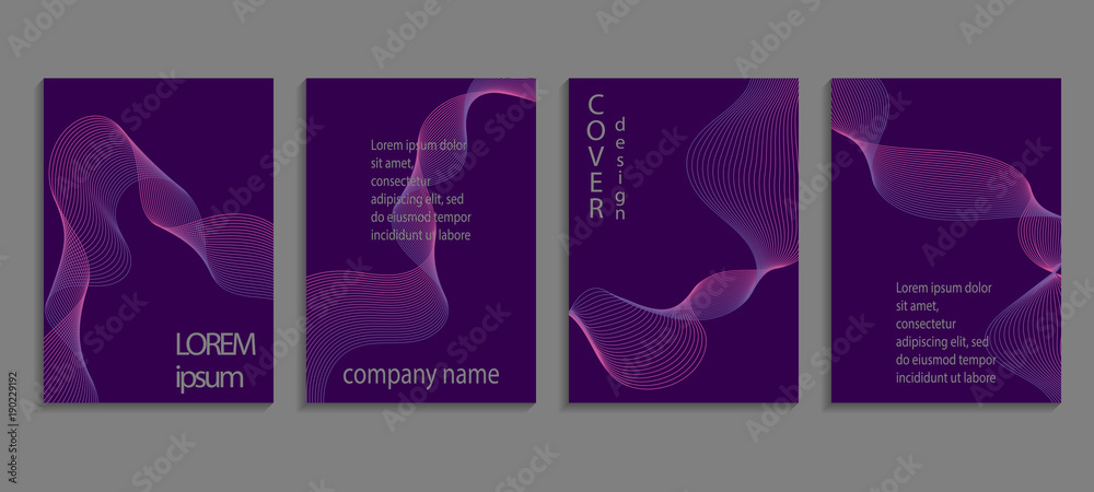 Set of luxury ultraviolet cover templates. Vector violet cover design for placards, banners, flyers, presentations and cards