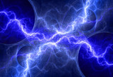 Blue plasma electrical lightning, abstract energy