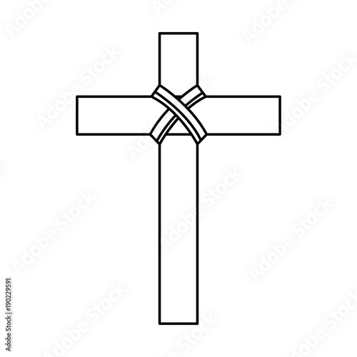 religious wooden cross christianity symbol vector illustration outline design