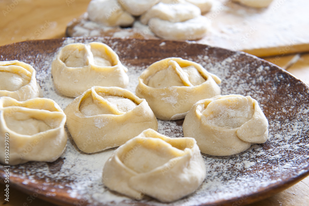 Manti/ Traditional meat dish of the peoples of Central Asia Manti/ Traditional meat dish of the peoples of Central Asia