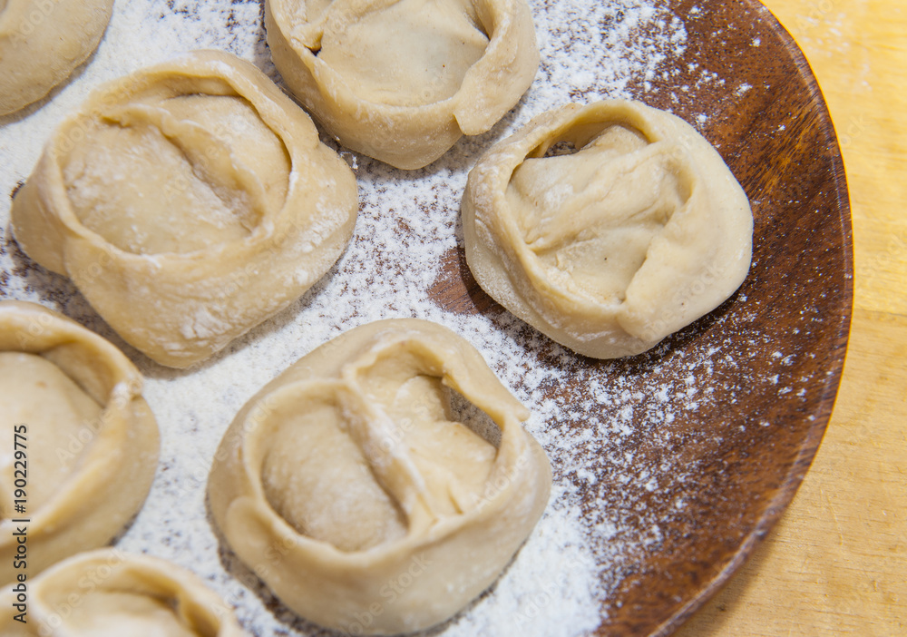 Manti/ Traditional meat dish of the peoples of Central Asia Manti/ Traditional meat dish of the peoples of Central Asia