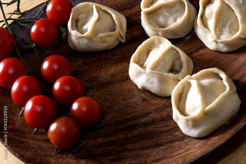 Manti/ Traditional meat dish of the peoples of Central Asia Manti/ Traditional meat dish of the peoples of Central Asia
