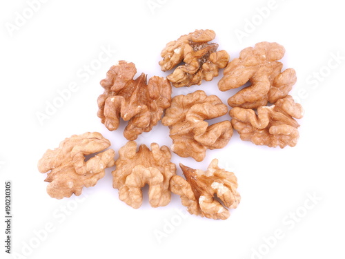 walnuts on white background