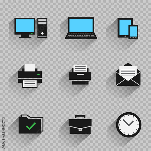 office flat icon set transparent