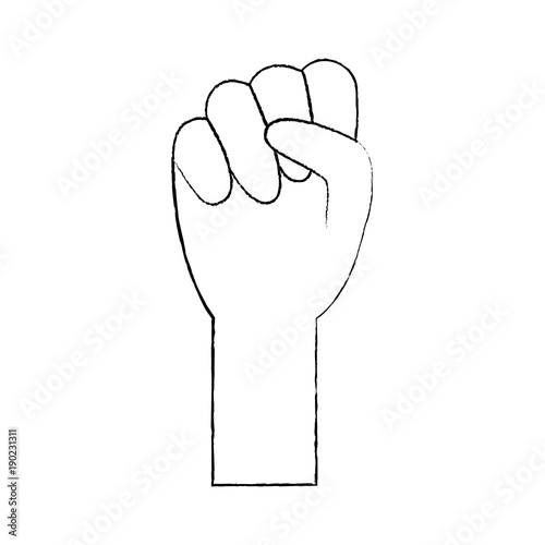 human hand fist held gesture icon vector illustration sketch design