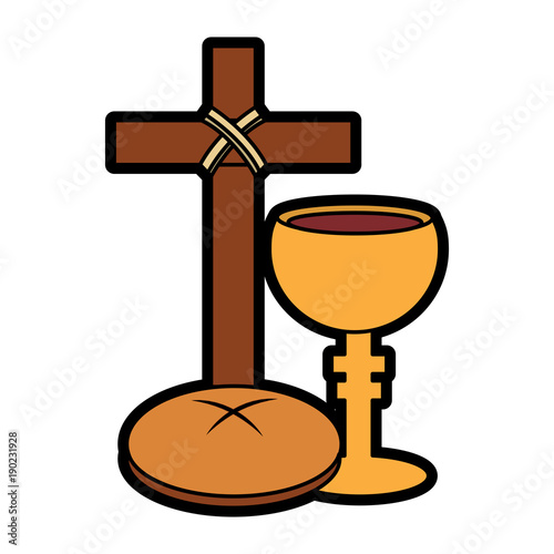 holy week catholic tradition cross breand and grail vector illustration photo