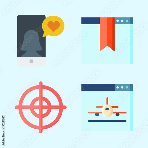 Icons set about Seo with plane, smartphone, find, discover and target