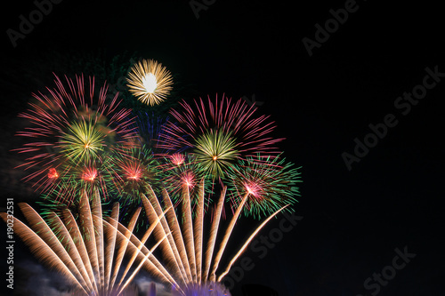 Colourful fireworks in the night of celebration.