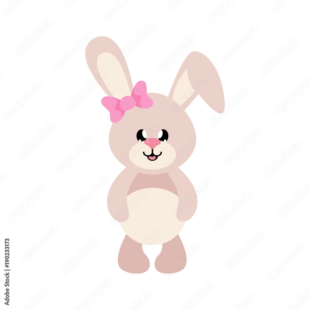 cartoon cute bunny girl with bow