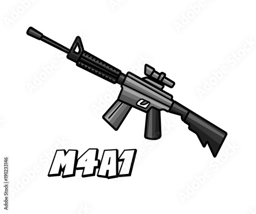 assault riffle weapon model m4a1 cartoon design