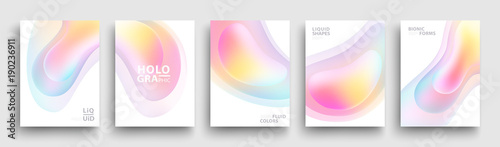Modern Covers Template Design. Fluid colors. Set of Trendy Holographic Gradient shapes for Presentation, Magazines, Flyers, Annual Reports, Posters and Business Cards. Vector EPS 10