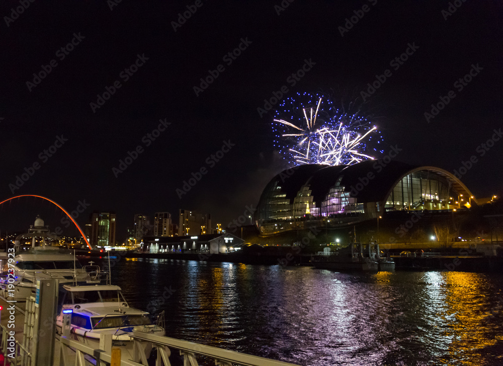 Fireworks at Newcastle Quayside on New Year's Eve
