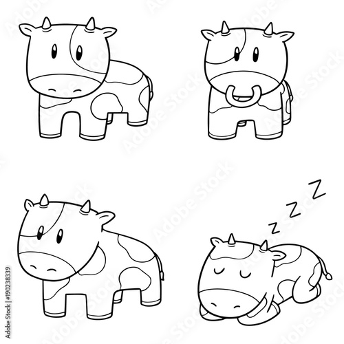 vector set of cow