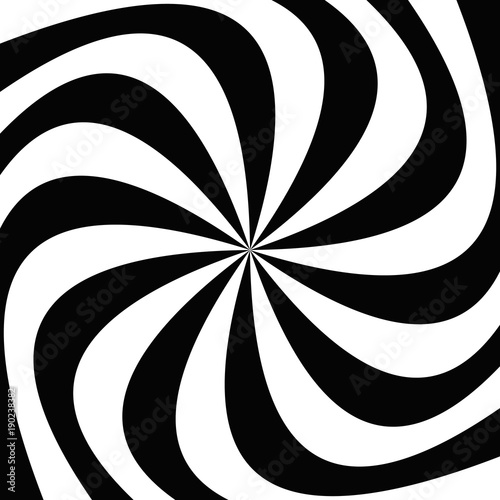 Monochrome spiral ray background - vector graphic design