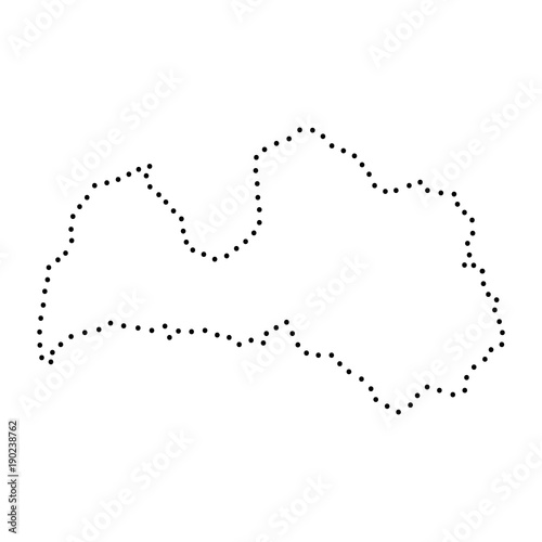 Abstract schematic map of Latvia from the black dots along the perimeter of vector illustration