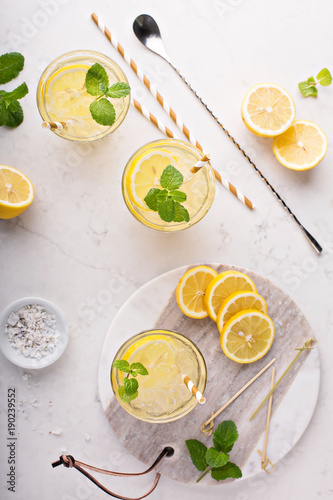 Lemonade with ice and mint