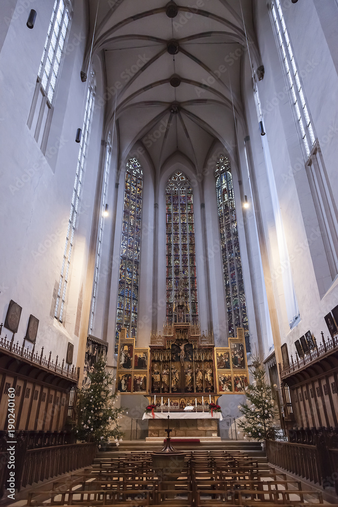 The interior of St. Jacob's Church in Rothenburg ob der Tauber, Bavaria, Germany