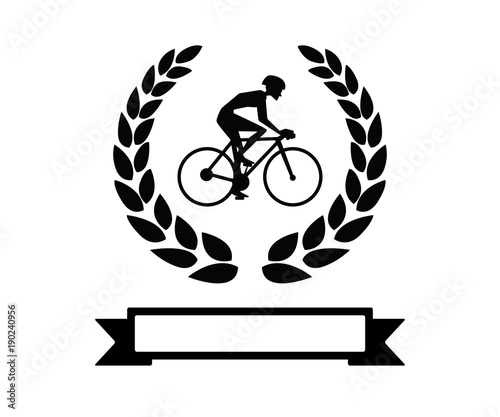 cycling with wheat retro badge logo