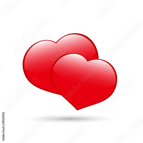 Two red hearts on a white background