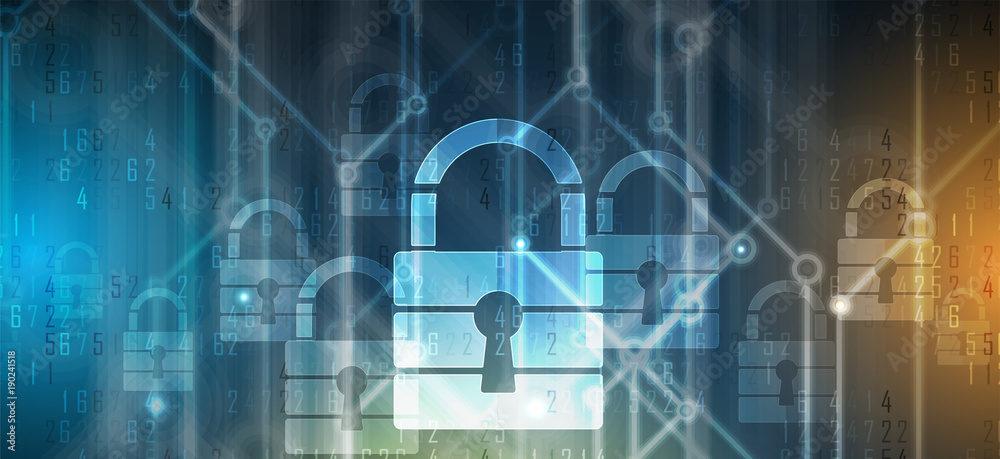 Obraz premium Cyber security and information or network protection. Future technology web services for business and internet project