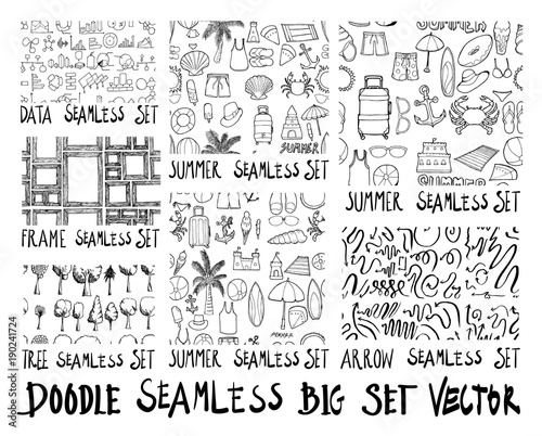 MEGA set of doodles seamless vector background eps10