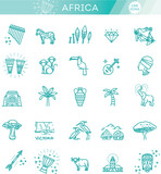 Set of african ethnic style icons in flat style