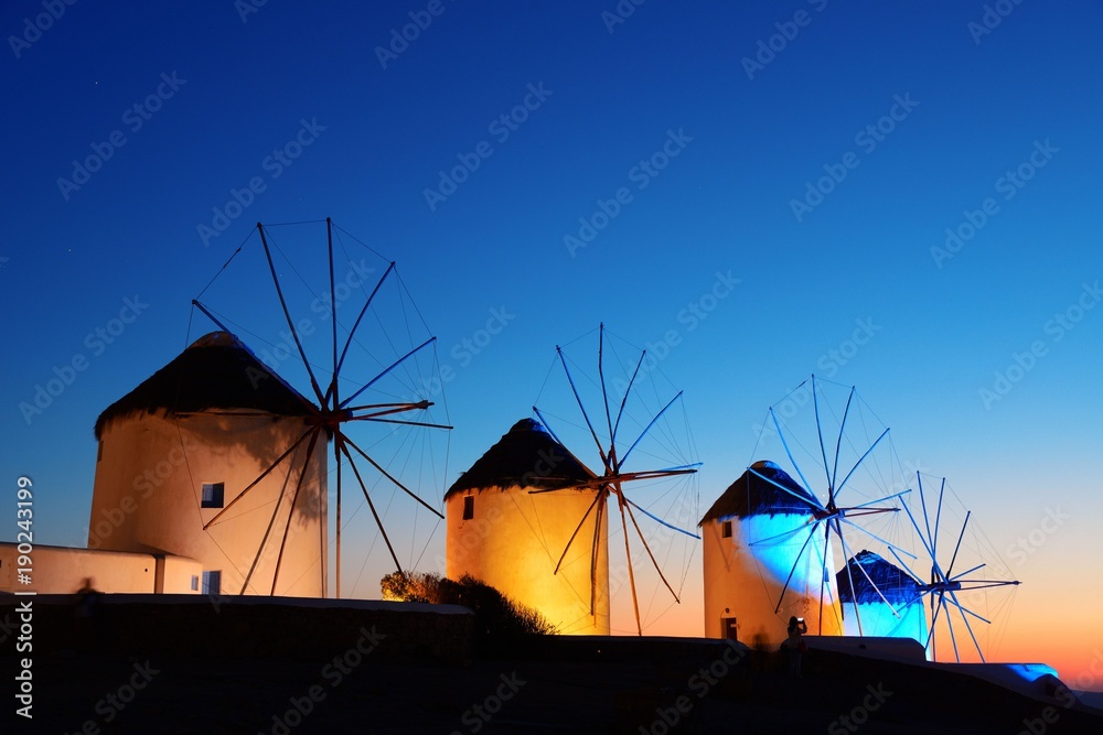 Mykonos windmill night