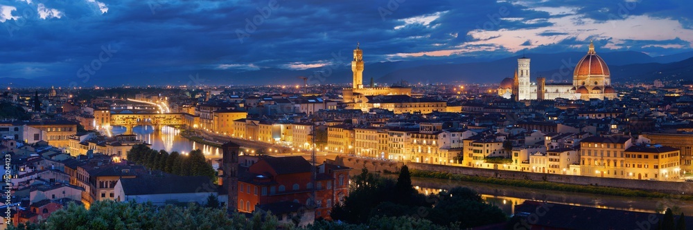 Florence skyline night panorama