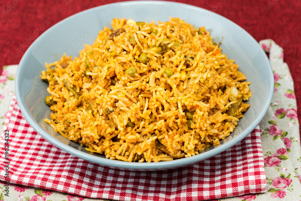 Tasty Indian food basmati rice on a plate Tasty Indian food basmati rice on a plate