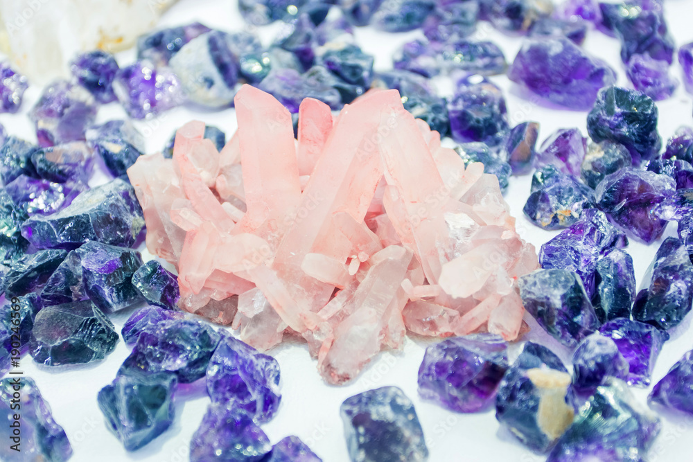 collection of many different natural gemstones