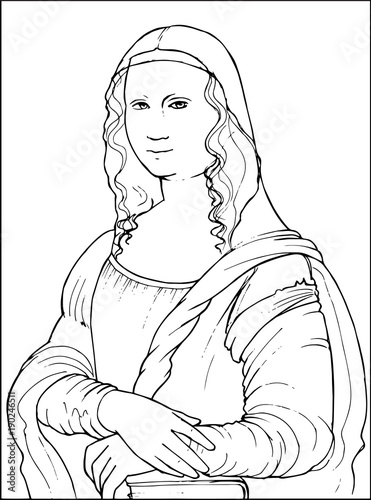 Mona Lisa by famous Leonardo Da Vinci coloring vector illustration photo