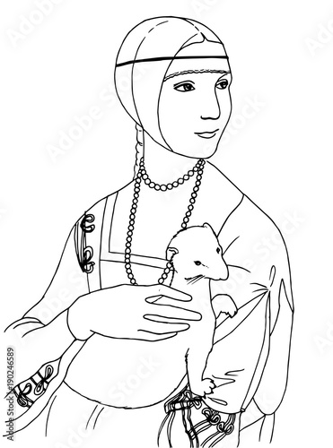 illustration of the lady with the ermine, Leonardo da Vinci artwork