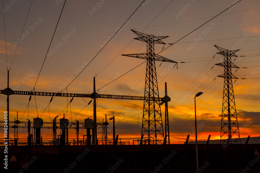 Fototapeta premium Wire electrical energy plant