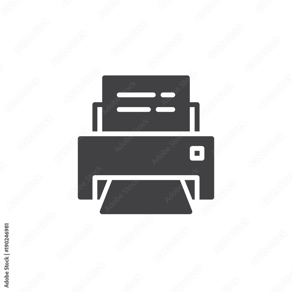 Printer machine icon vector, filled flat sign, solid pictogram isolated on white. Print symbol, logo illustration. Printer machine icon vector, filled flat sign, solid pictogram isolated on white. Print symbol, logo illustration.