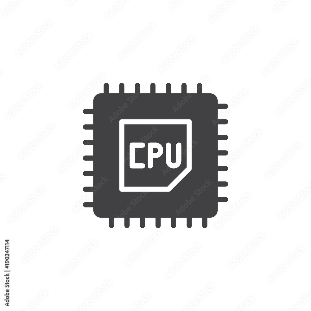 Vecteur Stock CPU processor icon vector, filled flat sign, solid pictogram  isolated on white. Computer chip symbol, logo illustration. | Adobe Stock